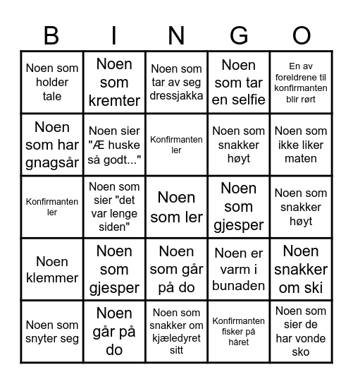 Hermans konfirmasjon 23.mai 2026 Bingo Card