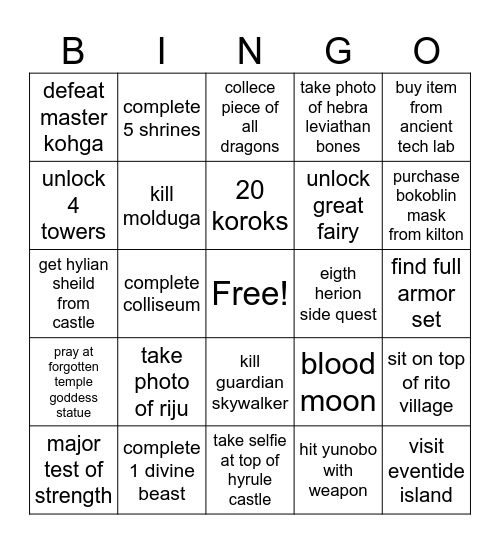 BOTW Bingo Battle Bash - Final round Bingo Card