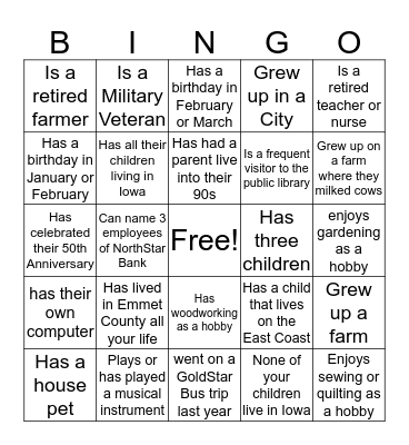 GOLDSTAR BINGO Card