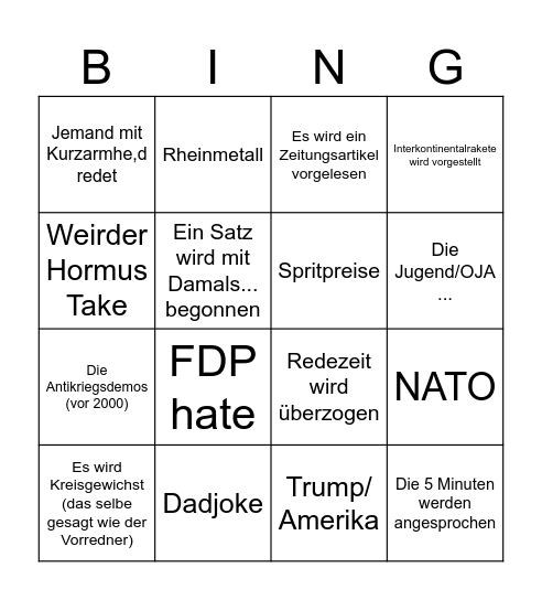 IGM Bingo Card