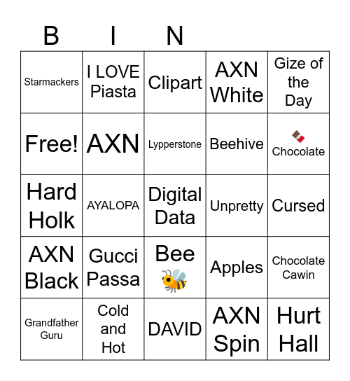 Beehive Bingo Card
