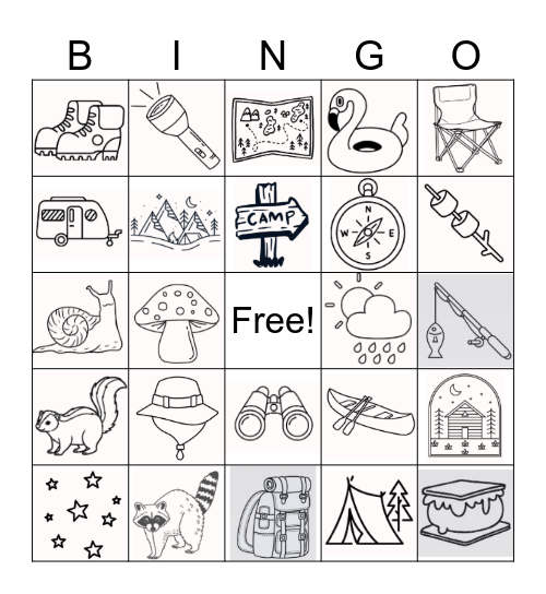 Camping Bingo Card