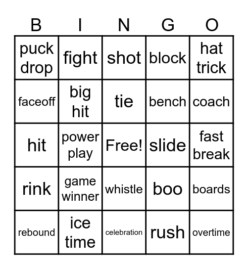 2026 Hockey Playoffs Bingo Card