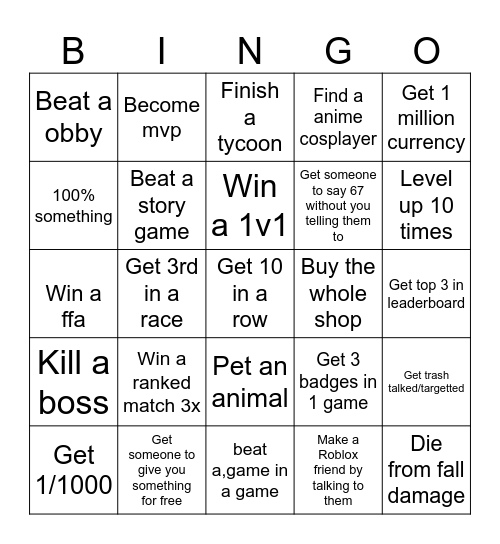 ROBLOX BINGO Card