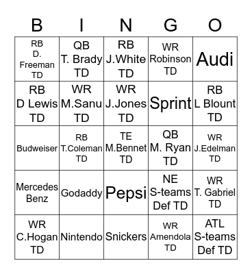 **Commercials & TD's** Bingo Card