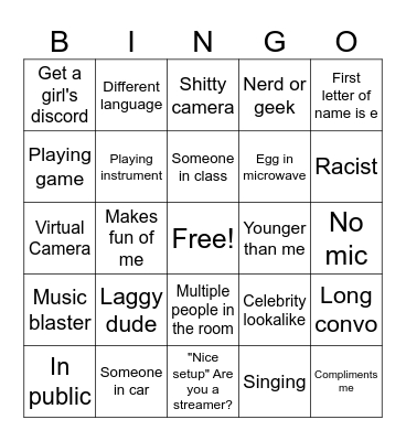 UMINGLE BINGO Card