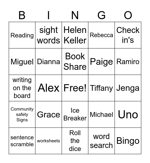 Practical Reading Bingo Card