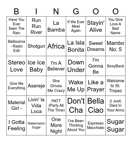 Sip n' Spin Bingo Card