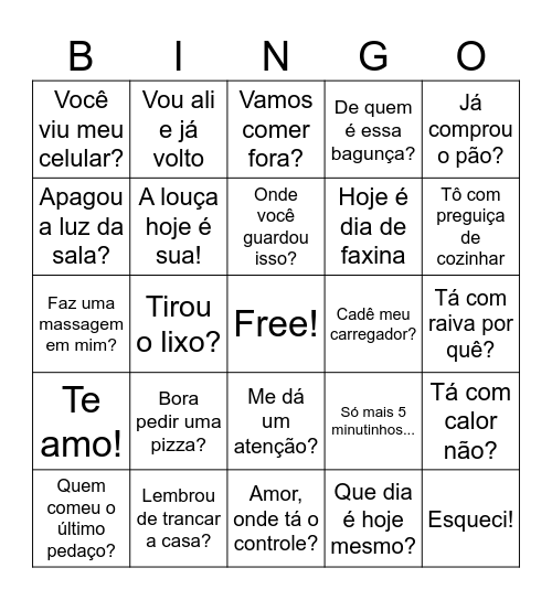 Chá de panela - Jhessica e Maicon Bingo Card