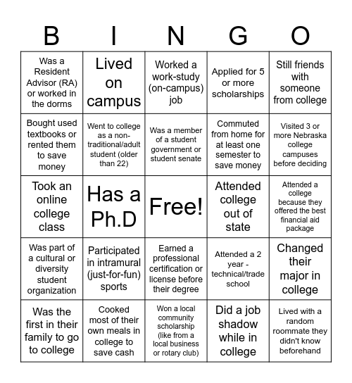 College Week Bingo (2026-27) Bingo Card