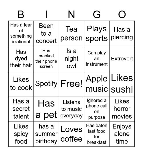 L.I.F.E Bingo Card