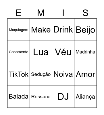 Bingo da Noiva Bingo Card