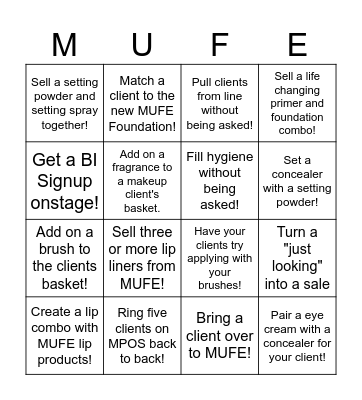 MAKEUP FOREVER BINGO Card
