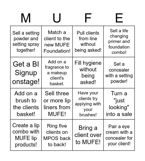 MAKEUP FOREVER BINGO Card