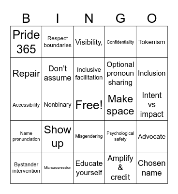 Words Matter Bingo Card