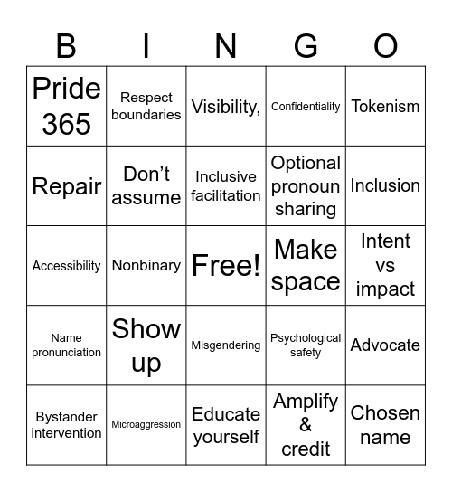 Words Matter Bingo Card