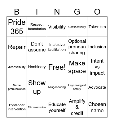 Words Matter Bingo Card