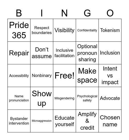 Words Matter Bingo Card