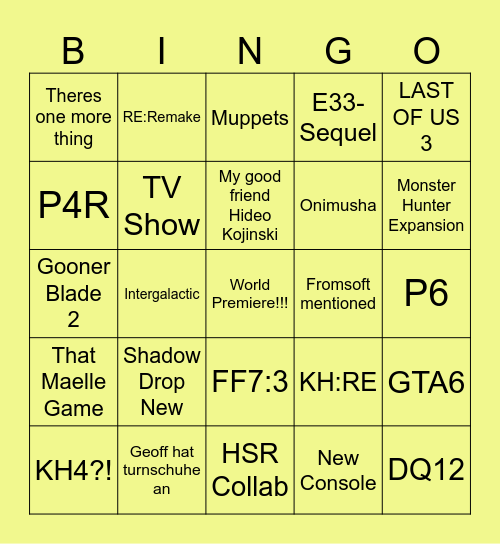 Summergamefest week Bingo Card