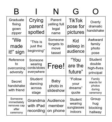 G2S Graduation Bingo! Bingo Card