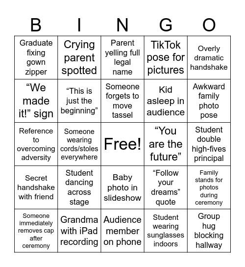G2S Graduation Bingo! Bingo Card