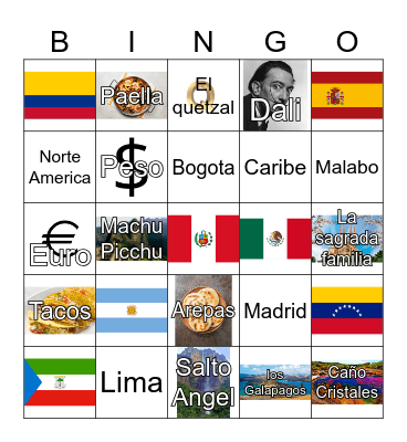 Paises Hispanos Bingo Card