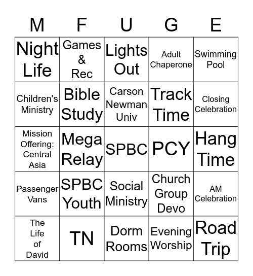 MFUGE Bingo Card Bingo Card