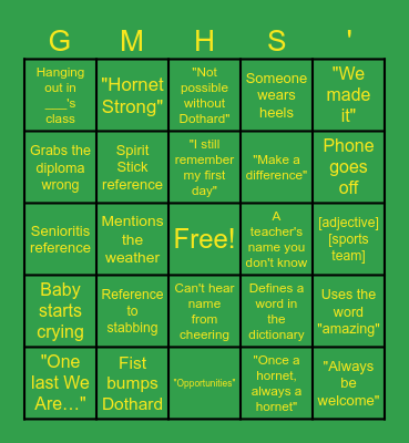 Graduation Bingo 2026 Bingo Card
