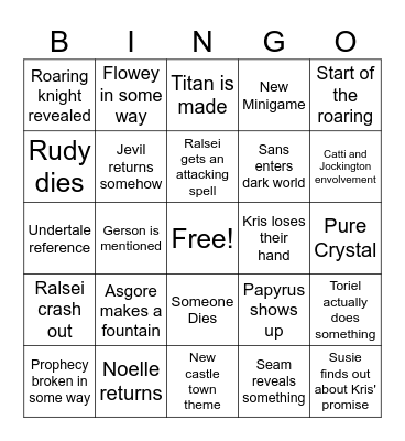 DELTARUNE CHAPTER 5 Bingo Card