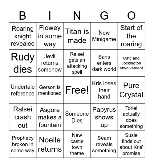 DELTARUNE CHAPTER 5 Bingo Card