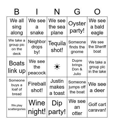Memorial Weekend 2026 Bingo Card