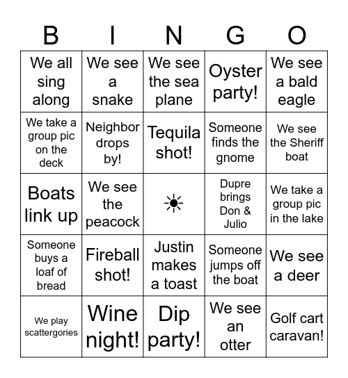 Memorial Weekend 2026 Bingo Card