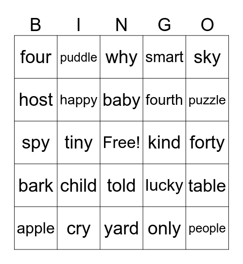 Ending Patterns and ar Bingo Card