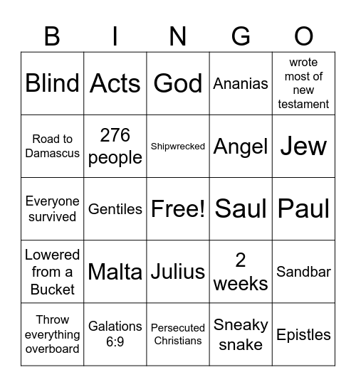 Paul Trusted God in Tough Times Bingo Card