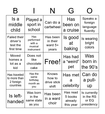 Find Someone Who... Bingo Card