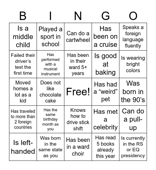 Find Someone Who... Bingo Card