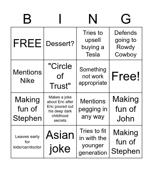 CARLO Bingo Card