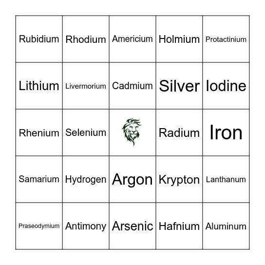 Elemingo Bingo Card