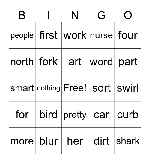 Bossy R's Bingo Card