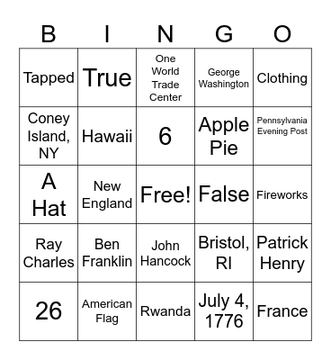 Untitled BingoHappy Birthday America Bingo Card