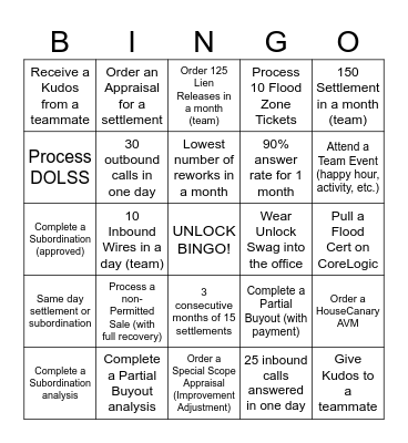 Unlock Bingo Card Bingo Card