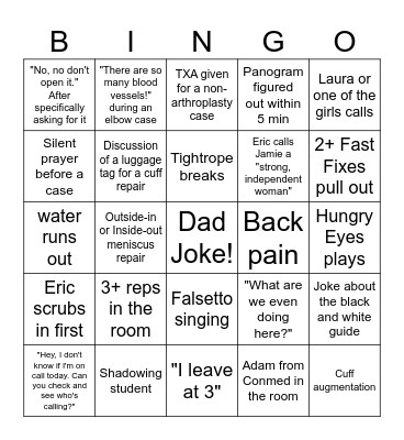 Hines OR Bingo Card