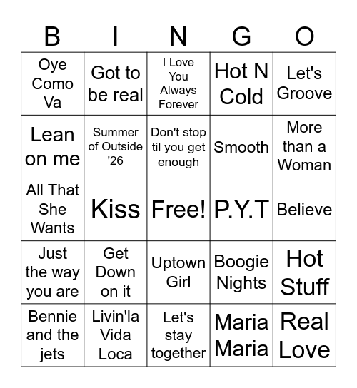 FIL Good Music Bingo Card