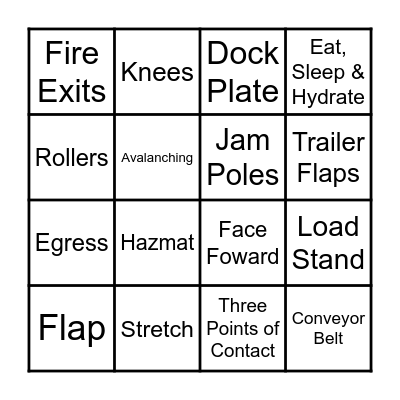 Safety BINGO Card