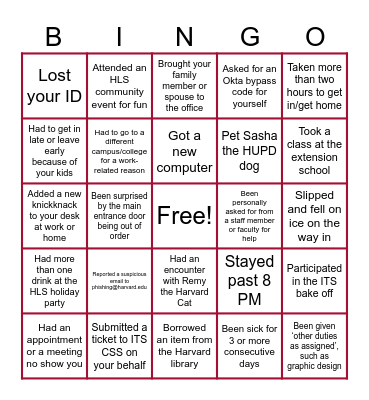 2025-2026 ITS Year in Review Bingo Card