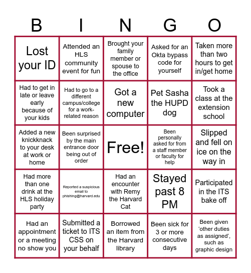 2025-2026 ITS Year in Review Bingo Card