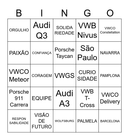 ARRAIÁ VWGS-SAM Bingo Card
