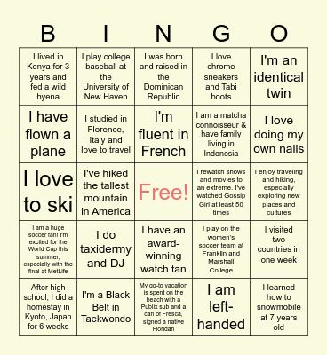 Hajimari Intern Fun Fact Bingo! Bingo Card