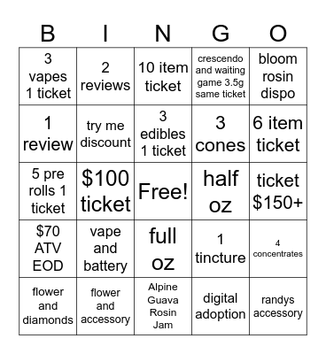 Sunset Bingo Card