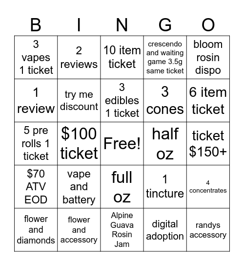 Sunset Bingo Card